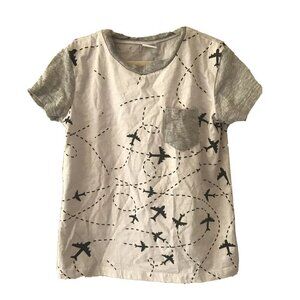 High Five Crew Boys Shirt Size 4 Raglan Airplane Gray Sleeve Pocket Graphic